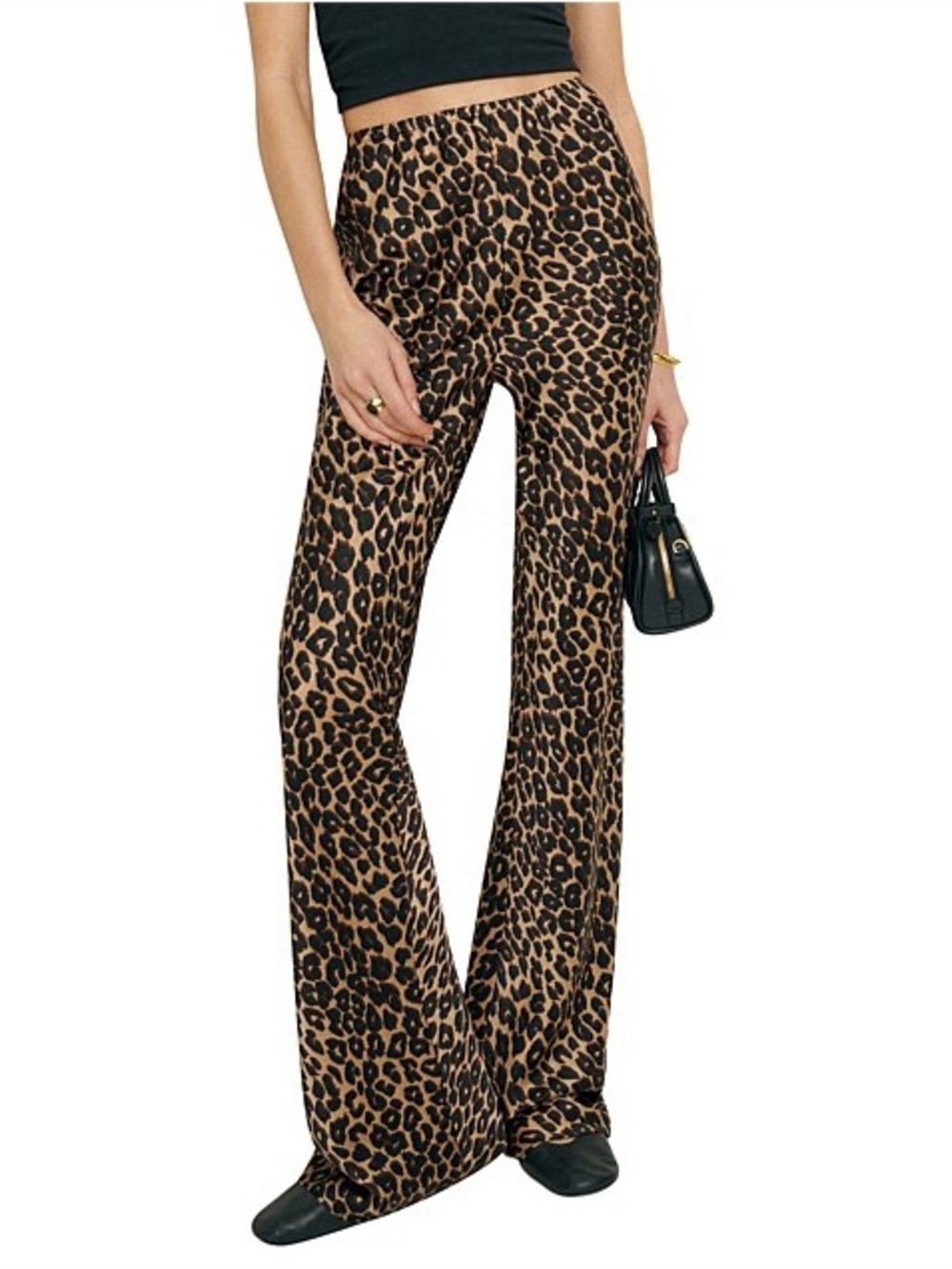 Reformation Gale Satin Mid Rise Bias Pant Leo Leopard Size L Unhemmed